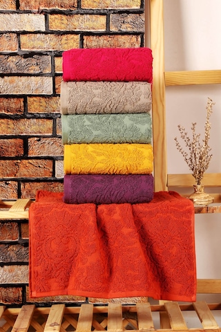 Mira Home 6 Lı El Yüz Jakarlı Havlu Seti Doku Desen Çok Renkli