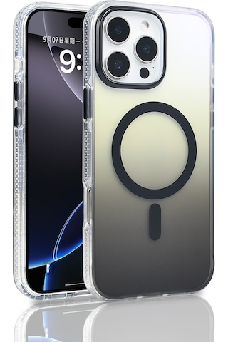 Apple Uyumlu iPhone 16 Pro Max Kılıf M-safe Şarj Özellikli Transparan Renk Geçişli Zore Toros Kapak Siyah