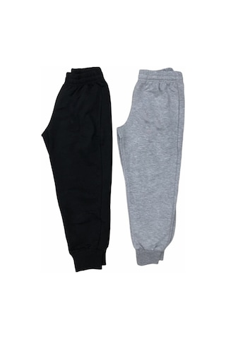 Nacar Store Unisex Çocuk 2"lipaket Gri-siyah Eşofman Altı Siyah-gri