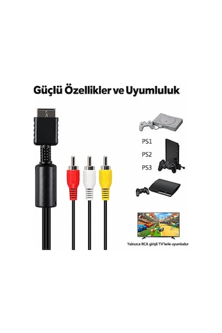 Ps1 Ps2 Ps3 Uyumlu Av Rca Kablo Playstation Tv Görüntü Ve Ses Aktarım Kablosu