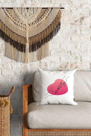 Çizgi Kalp Desenli Çift Yön Dijital Baskılı Dekoratif Kırlent Kılıfı Yastık Kılıfı 39x39cm Karışık/Çok Renkli