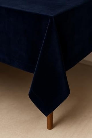 Kadife Dokulu Masa Örtüsü Şık, Yumuşak, Leke Tutmaz Masa Örtüsü,lacivert 130 X 130 Diğer