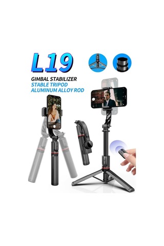 Gimbal Stabilizer Selfie Stick Tripod 2'si 1 Arada Kablosuz Bluetooth Uzaktan Kumandalı, 700mm Ayarlanabilir Yükse