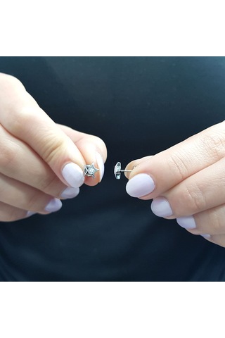 Lova 0.12 Karat Pırlanta Tektaş Yıldız Küpe - 3040087