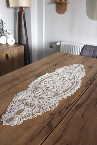 Dantel Kordon Örme Detay Masa Runner Fiskos Örtüsü 100x35 Cm 1007-dantel 001