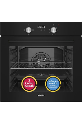 Simfer 4 Fonksiyon Trend Dijital Siyah Power Turbo 3'lü Ankastre Set (Fırın + Ocak + Davlumbaz)