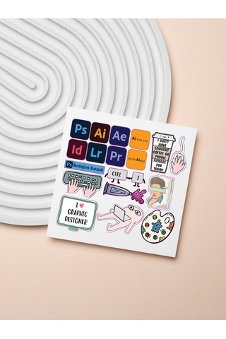 Groovy Tasarım Stickers Çıkartma Pytkstk119 Çok Renkli