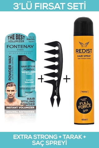 Fontenay Saç Şekillendirici Pudra Toz Wax Matt Effect + Şekil Tarağı + Saç Sprey 3'lü Set 27251675