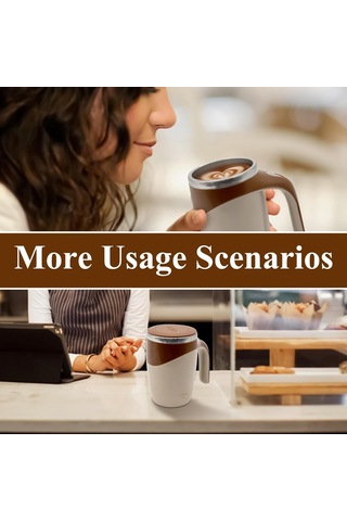 Tenfowee Kahve/protein Çayları Otomatik Karıştırıcı, Şarjlı Paslanmaz Çelik Turizm Kupa, 6 Saat Isı/12 Saat Soğuk Saklama, Preventif Kapak Kahverengi