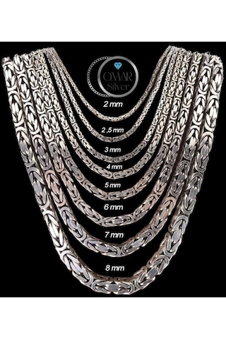 Omar Silver Zincir 925 Ayar 4 Mm Gümüş Erkek Kare Kral Kolye