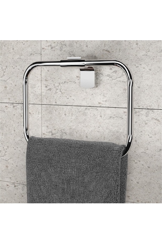 Ahlez Premium Yuvarlak Havluluk A14107 Krom