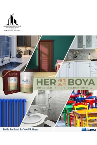 Stella Boya Yeni Nesil Yaşam Boyası Dolap-fayans-cam-plastik-ahşap 1 Lt Beyaz Beyaz