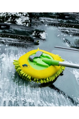 Çok Fonksiyonlu 2 In 1 Mikrofiber Araç Yıkama Fırçası Teleskopik Uzun Saplı Mop