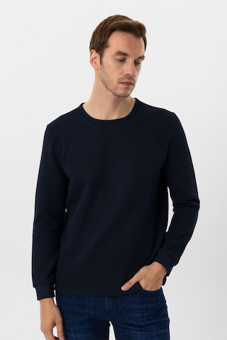 Süvari Lacivert Slim Fit Armürlü Bisiklet Yaka Triko Kazak-36350 Lacivert