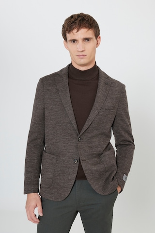 Ac&Co / Altınyıldız Classics Erkek Khv Slim Fit Dar Kesim Mono Yaka Yünlü Armürlü Torba Cepli Blazer Ceket Khv Kahverengi