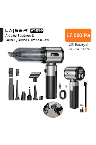Laiser VT-130 17.000Pa 5 In 1 Pompa Özellikli Yedek Bataryalı Araç İçi süpürge