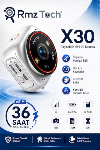 X30 4g Sım Kartlı Mini Güvenlik Kamerası Esım Destekli Taşınabilir Ip Kamera 36 Saat Bataryalı Uzaktan İzleme