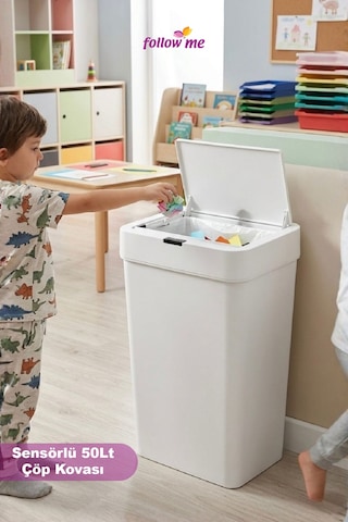 Sensörlü Çöp Kovası 50LT Beyaz