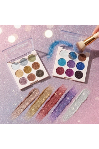 9 Renk Glitter Diamond Far Paleti - 2'li Set Diğer