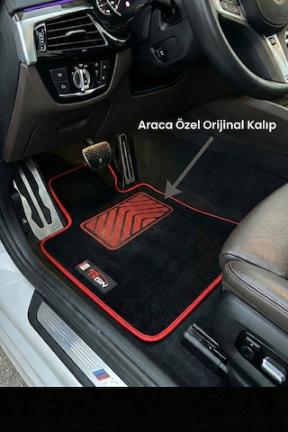 Bmw 3 Serisi F30 2012-2018 Sport Line Oto Paspas Siyah Halı Kırmızı Kenar