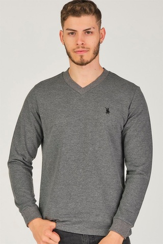 V4002 Dewberry V Yaka Erkek Sweatshırt-antrasit Antrasit