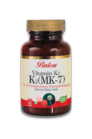 Balen K2 Mk-7 Vitamin K2 ve D Vitamini 450 MG 60 Kapsül 2 Adet