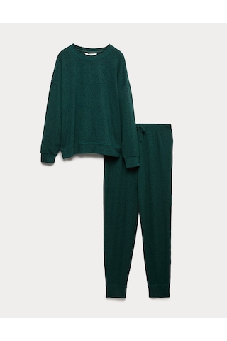 Marks & Spencer Flexifit Yıldız Baskılı Pijama Takımı T37002235J Yeşil