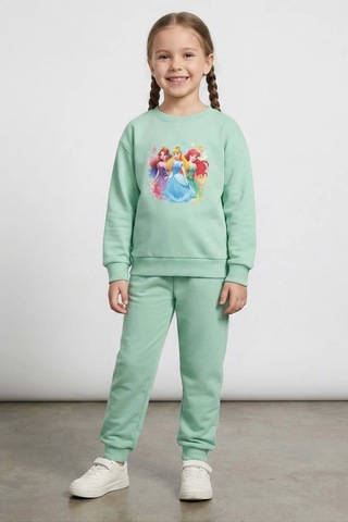 Emila Kids Kız Çocuk Mint Baskılı Pijama Takımı - 28306-mınt Açık Mint
