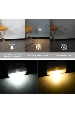 Mufunye Led Pır İnsan Algılama Akıllı Gece Lambası - Merdiven, Dolap, Şifonyer Için Islak Beyaz 4'lü Paket Pil Dahil Değil Beyaz