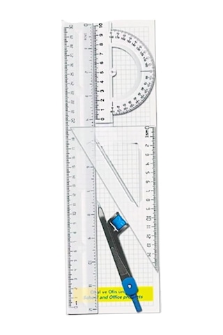 Jouis Cetvel Seti Çizim Takımı 30 Cm Cetvel Pergel Gönye İletki Şeffaf Çizim Takımı Pergelli Çizim Seti 4 Par
