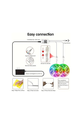 Suofeng 24v Rgb Led Şerit Işık - 30 Metre Bluetooth Müzik Kontrollü, 44 Tuşlu Kumanda Su Geçirmez Değil
