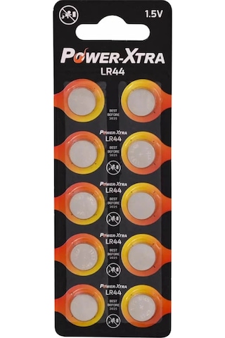 Power-xtra Lr44 1.5v Alkalin Pil 1.5v Lr44 Düğme Pil 10'lu Kart Paket