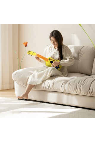 Ruicoo 21 İnç Dinazor Desenli Ukulele - Sarı 324mm Teller/12 Perde/4 Nilon Tel Ahşap Gövde Başlangıçcılar İçin Siyah Mizrap İçerir