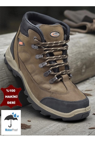 Ispartalılar 5538 Ortopedik Taban Su Geçirmez Unisex Hakiki Deri Bot Ayakkabı Kahverengi