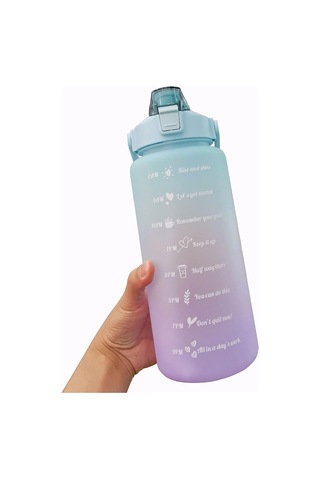 2d Ve 3d Stickerlı Motivasyon Matara 2000 Ml Suluk, Su Şişesi - Bpa Içermez - Mavi Mor