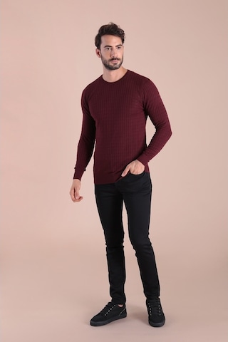 Ferraro Bisiklet Yaka Superfine Yün Kazak - Bordo Bordo (490433285) Bordo