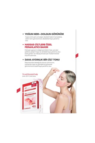 Tx Astaxanthin Leke Karşıtı Hidrojel Aydınlatıcı & Ton Eşitleyici Yüz Maskesi 4 Adet