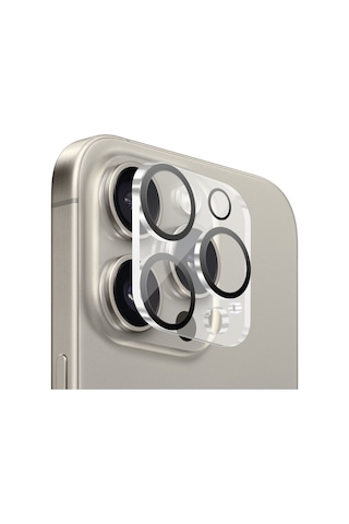 Buff Apple Uyumlu iPhone 15 Pro Max / 15 Pro Kamera Lens Koruyucu -