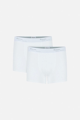 Kom Tight Pamuklu 2'Li Erkek Boxer - Beyaz