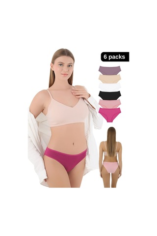Cnt Kadın / Kız Külot Likralı Penye 6'lı Premium Paket Karışık Karışık