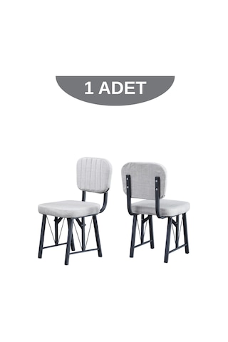 Elfin Mutfak Sandalyesi Yemek Odası Bahçe Balkon Otel Restoran Kafe Sandalyesi - 1 Adet - Gri Gri