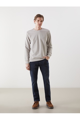 Lcwaıkıkı Basic Gri Bisiklet Yaka Uzun Kollu Erkek Sweatshirt