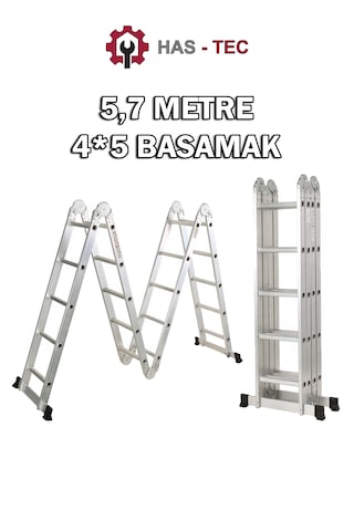 5,7 Metre 20 Basamaklı Akrobat Çok Amaçlı Merdiven Alüminyum