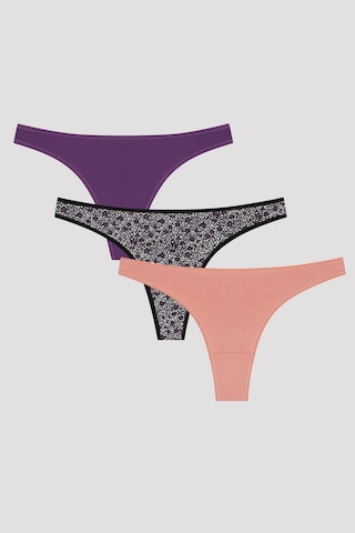 Leo Floral 3lü Thong Külot Çok Renkli