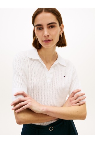 Tommy Hilfiger Poıntelle S/s Polo Sweater Kadın Beyaz Polo - Ww0ww49362