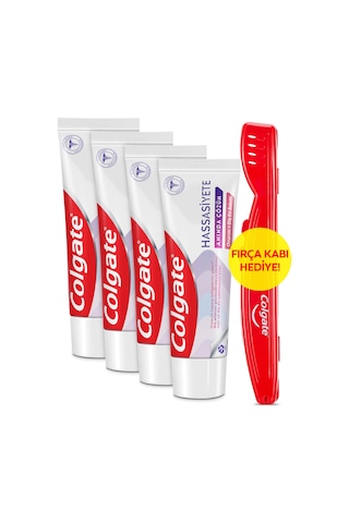 Colgate Hassasiyete Anında Çözüm Onarım ve Diş Eti Bakımı Diş Macunu 75 ml x4 Adet + Fırça Kabı Hediye