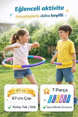 Renkli 7 Parça Geçmeli Hulahop 65 Cm, Tek Ebat, Hh4885lyt, Karışık