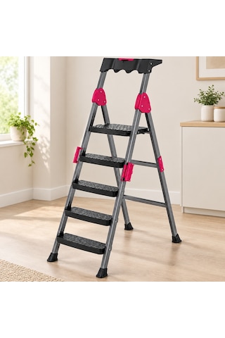 4+1 Basamaklı Metal Merdiven 150 Kg Aklby-bsva58 Standart
