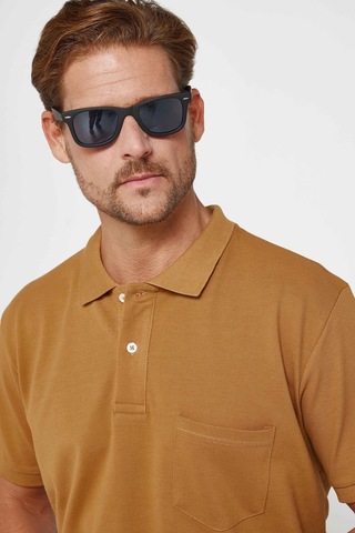 Tudors Erkek Regular Fit Klasik Kesim %100 Pamuk Düz Pike Kahverengi Polo Yaka Tişört-31022 Kahverengi