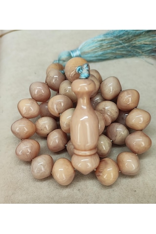 Kehribarkolik Katalin Krem Beyaz Damarlı Şalgamı Tesbih